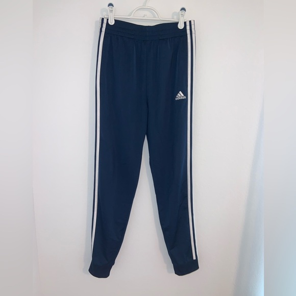 Adidas Youth Boys Large 14 - 16 Stripe Navy Jogger Trackpants - Picture 7 of 14